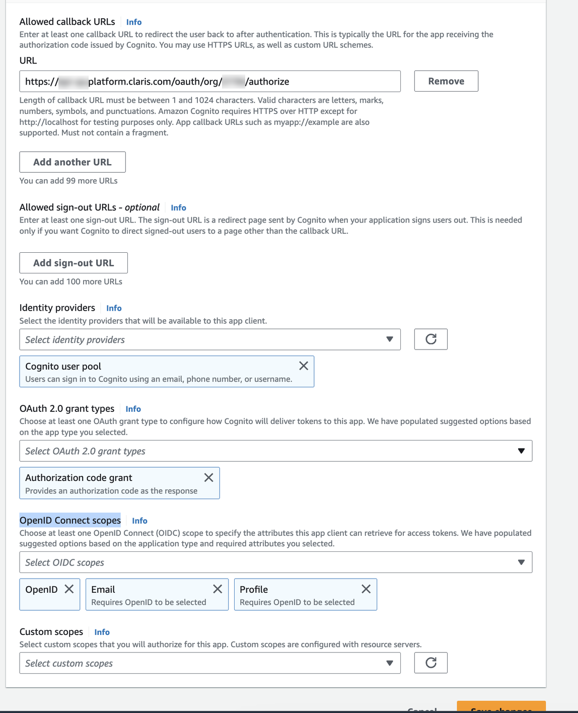 Amazon Cognito, Details zu bereitgestellter UI