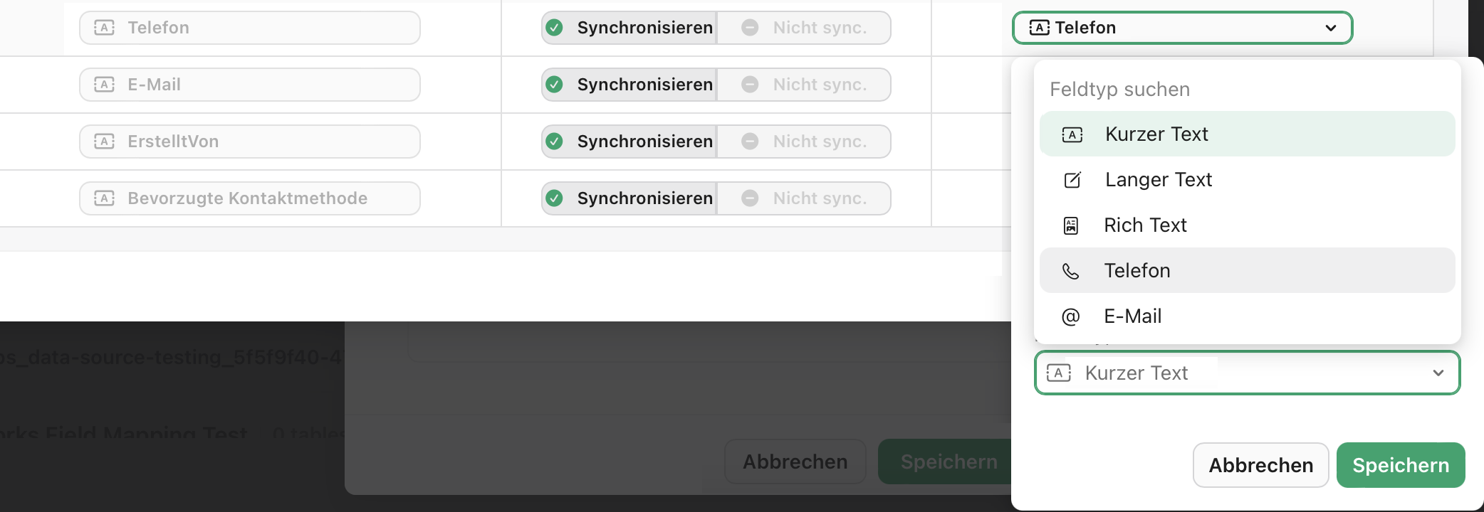 Datenquellen, Feldzuordnungen konfigurieren, Feldtyp „Remp“