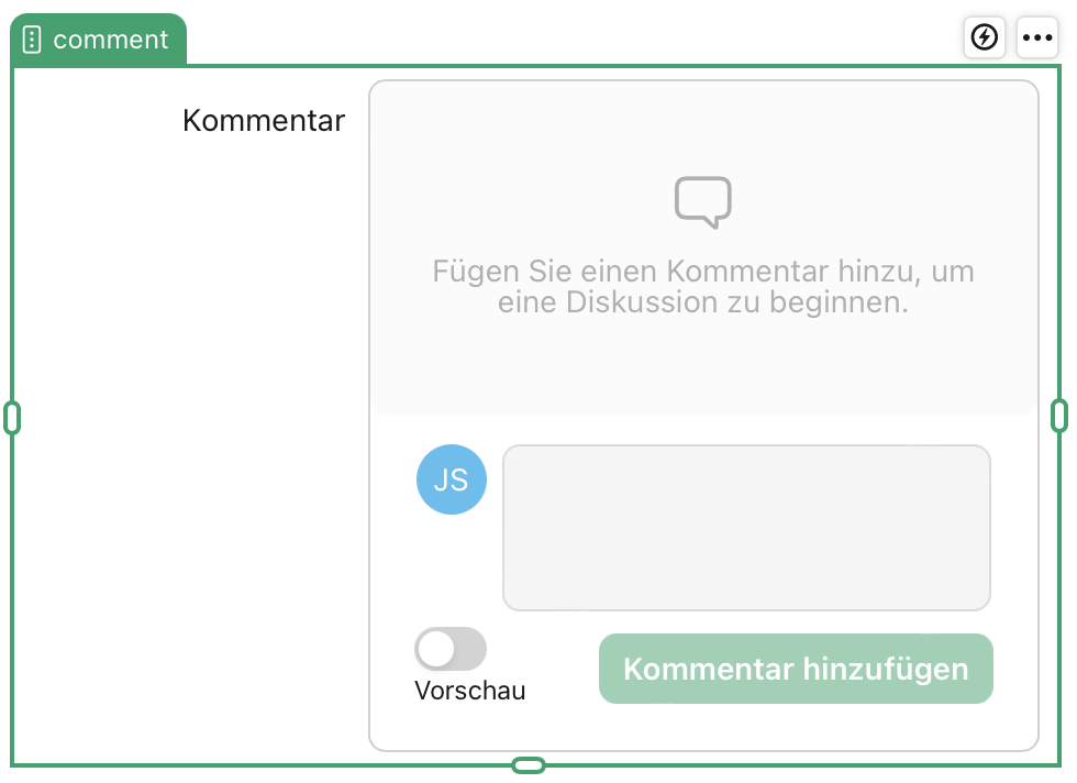 Feldobjekt „Kommentar“