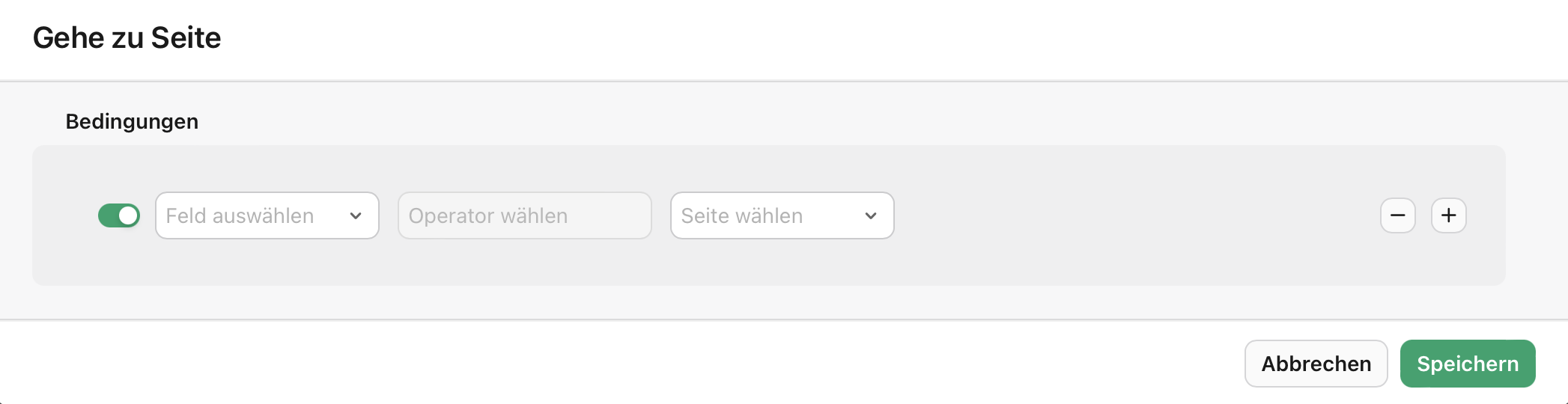 Formularansicht, Bedingte Seitenverzweigung, Leere Bedingung