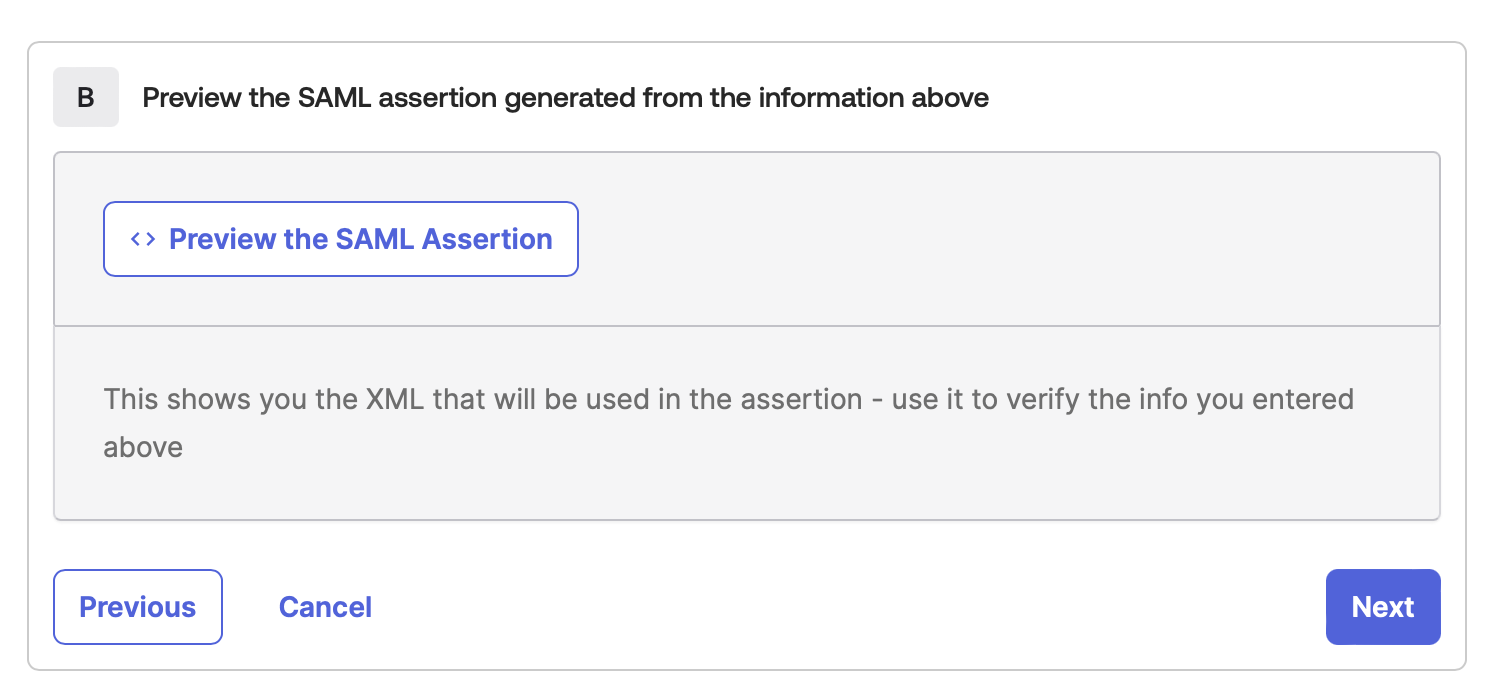 Okta, Vorschau der SAML-Assertion
