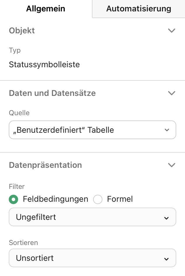 Bereich „Eigenschaften“, Register „Allgemein“