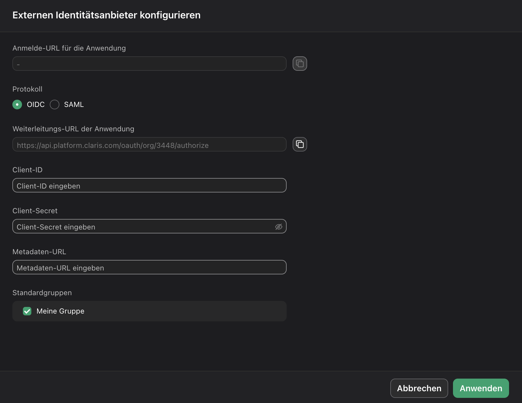 Claris Studio, Amazon Cognito OIDC externer IdP Konfiguration