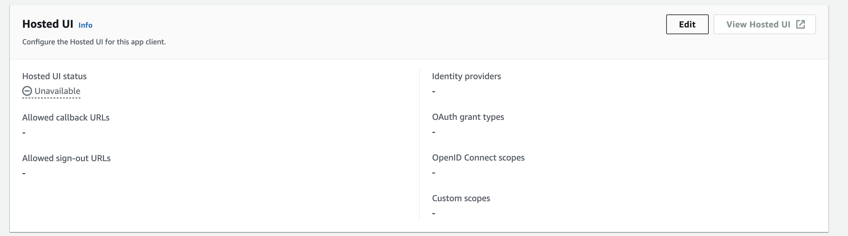 Amazon Cognito, Hosted UI, Edit