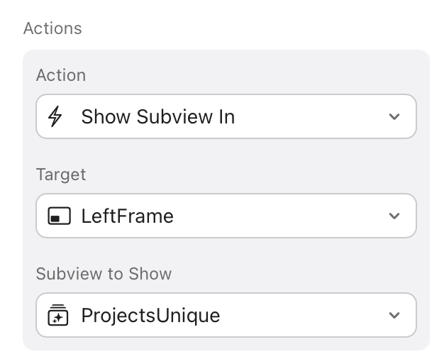 Button action, Show Subview In