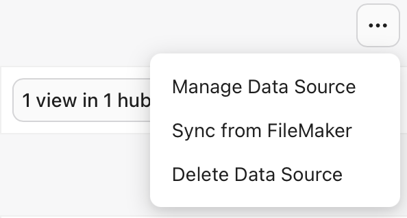 Data Sources tab, FileMaker data source menu