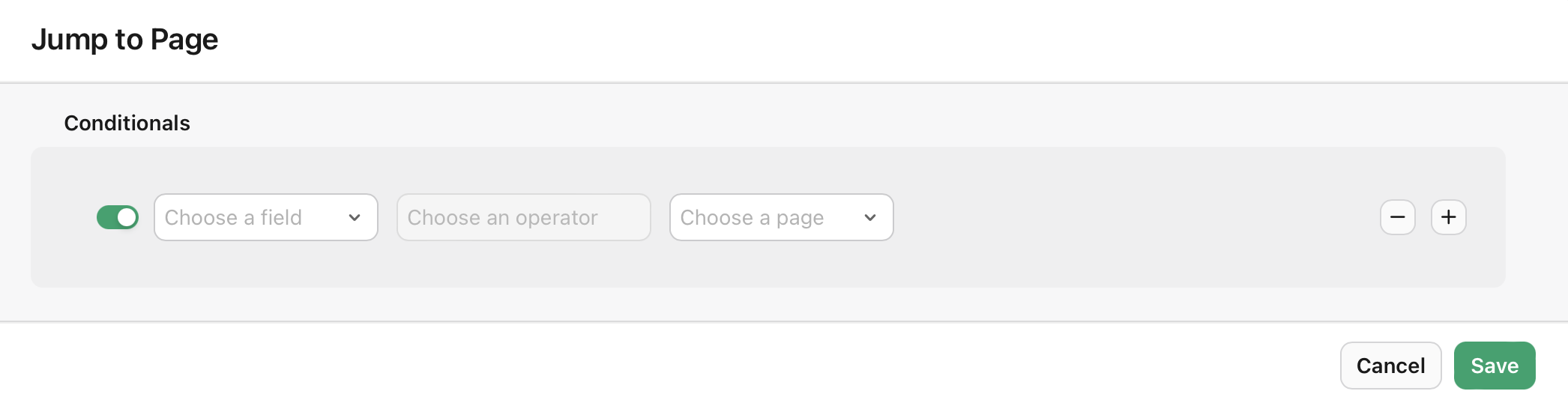 Form view, Conditional Page Branching, Empty Condition