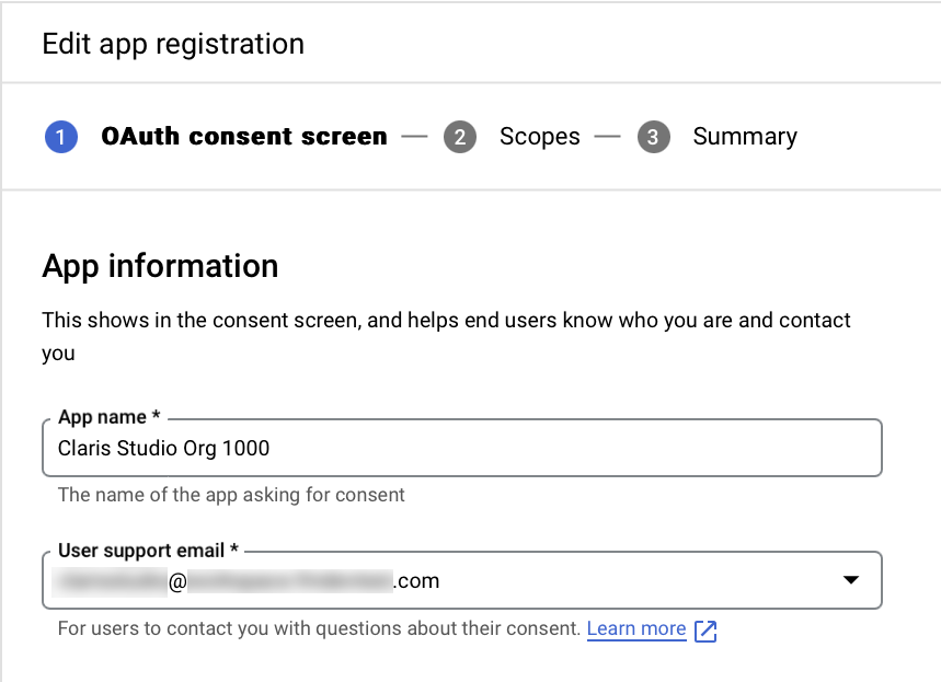 Google Workspace OIDC, edit app registration