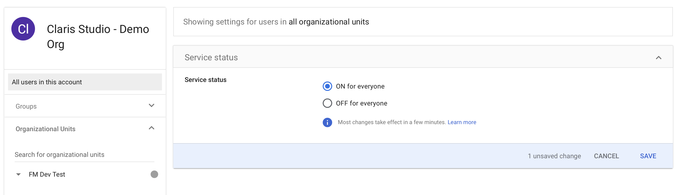 Google Workspace SAML, service status