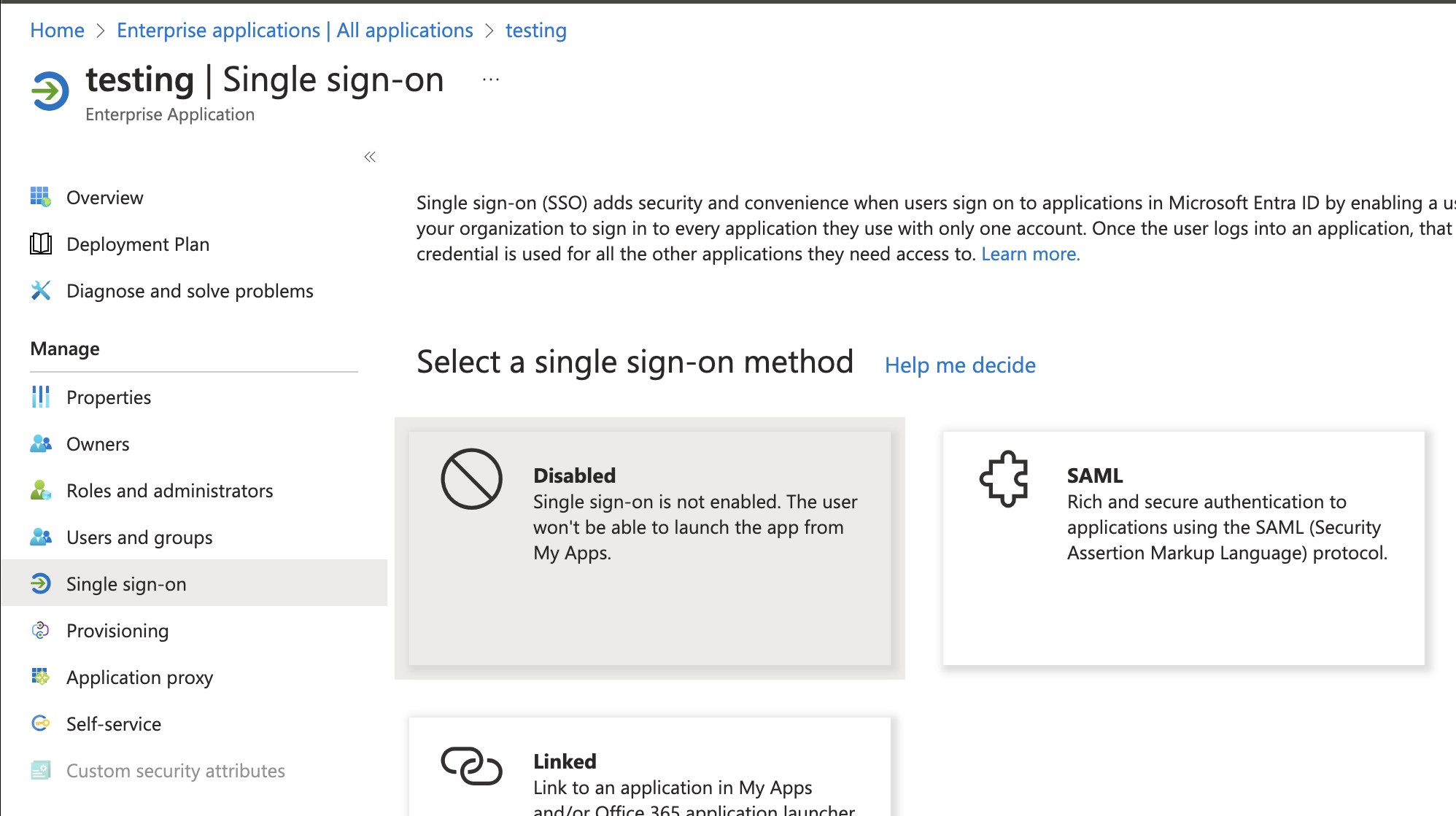 Microsoft Azure, Single sign-on, SAML