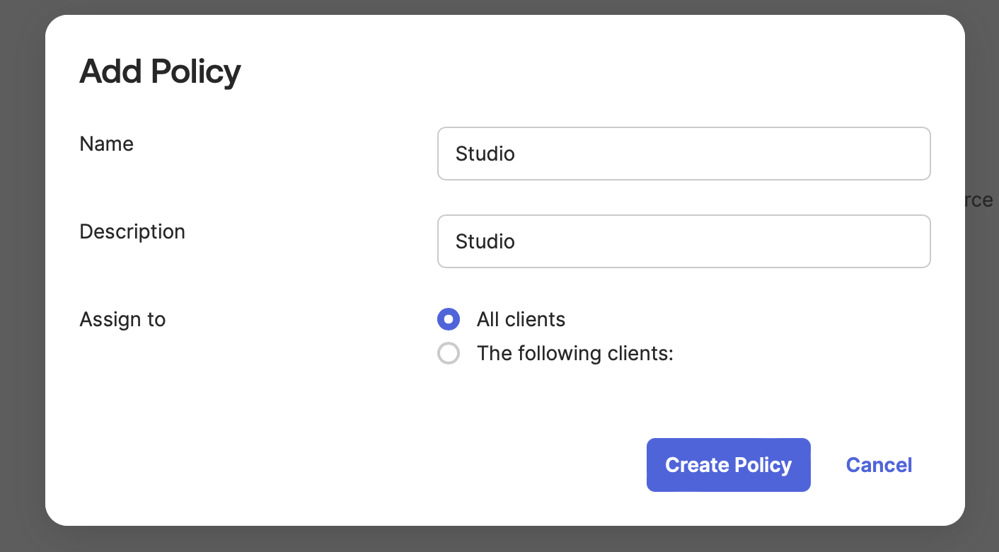 Okta, Access Policies, Add Policy, Name, Description
