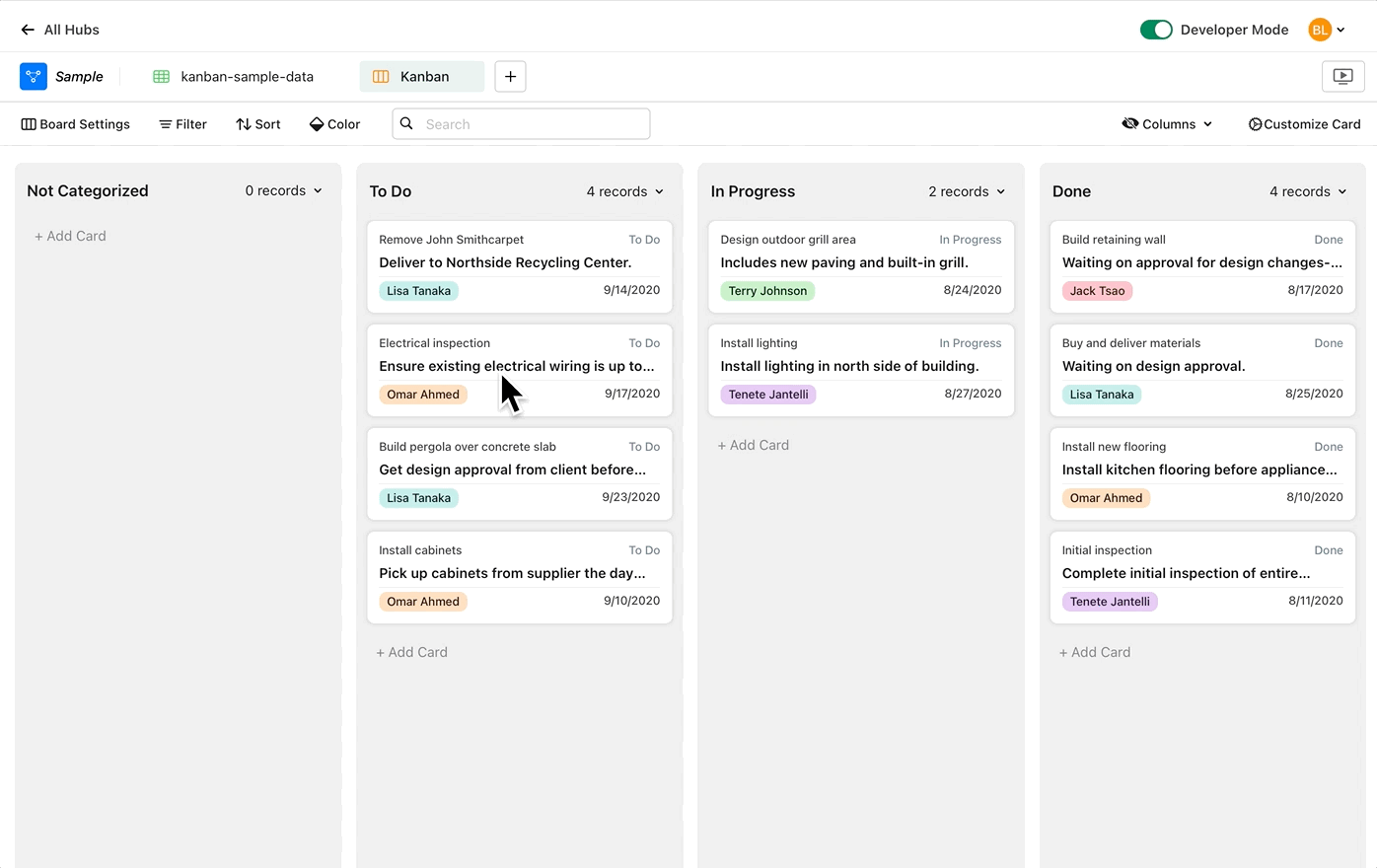 Click to play Filter through your cards for a certain phrase or dataset.