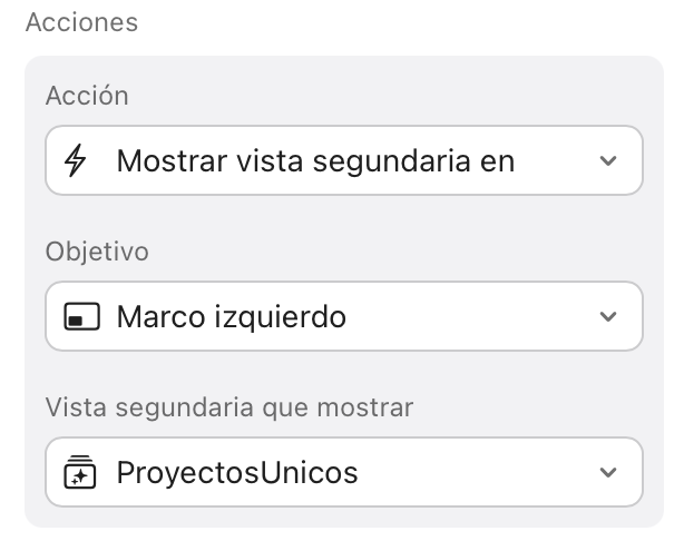 Acción del botón, Mostrar subvista en
