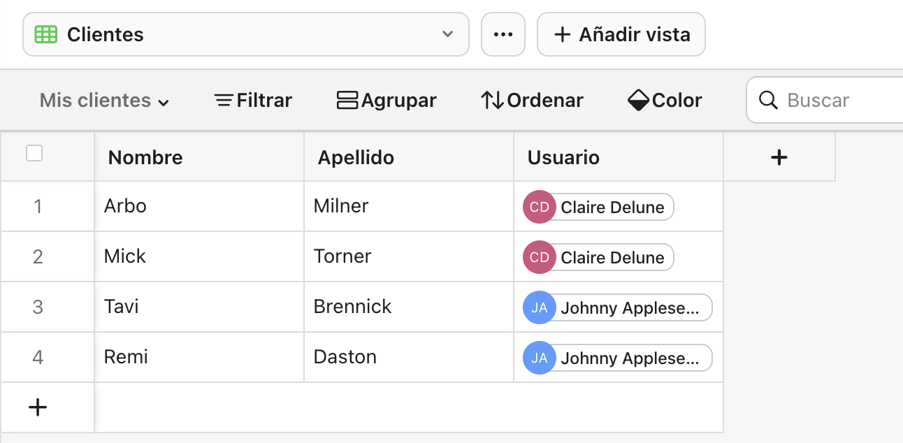 Filtros de datos, vista del gerente del equipo