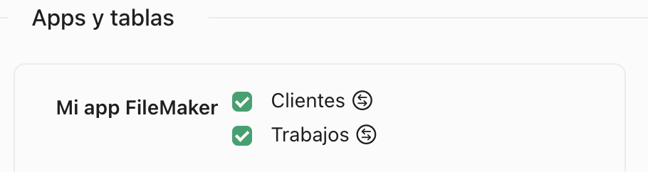 Fuentes de datos, apps y tablas, configurar asignaciones