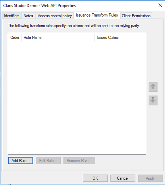 Servicios de federación de Active Directory, reglas de transformación de emisión de API web