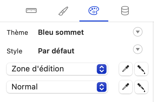 Volet Inspecteur affichant les onglets Position, Styles, Apparence et Données sous Windows