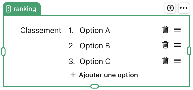Objet de rubrique Classement