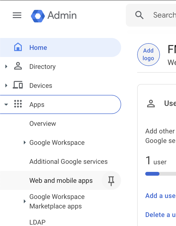 Google Workspace SAML, applications Web et mobiles