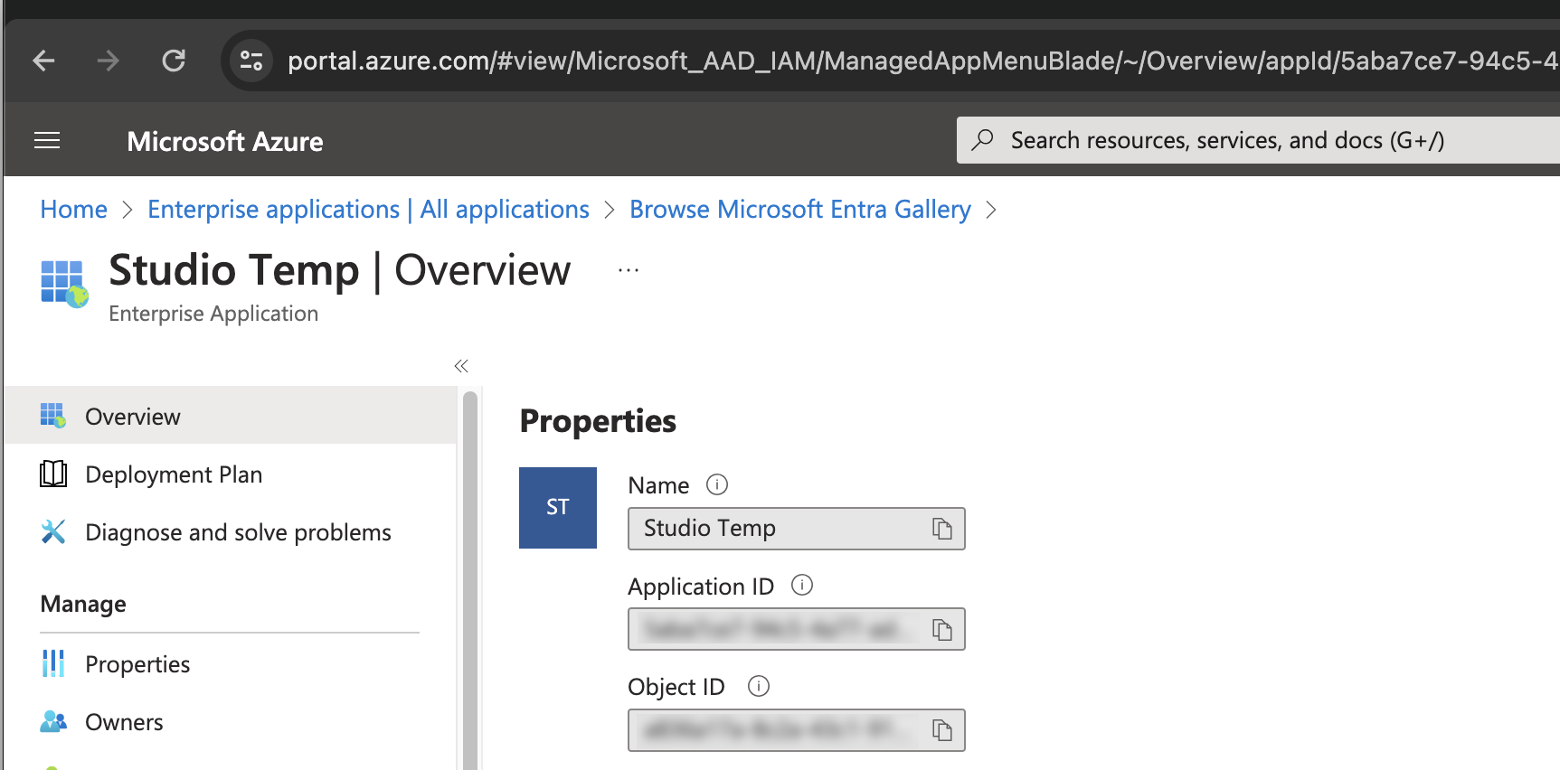 Microsoft Azure, identifiant d'application