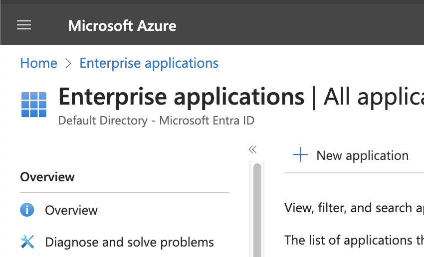Microsoft Azure, applications d'entreprise, nouvelle application