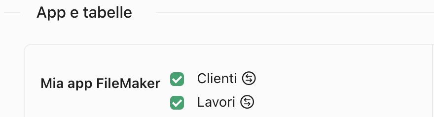Origini dati, app e tabelle, configurare le mappature