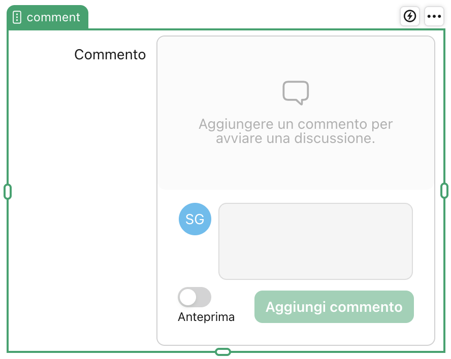 Oggetto campo Commento