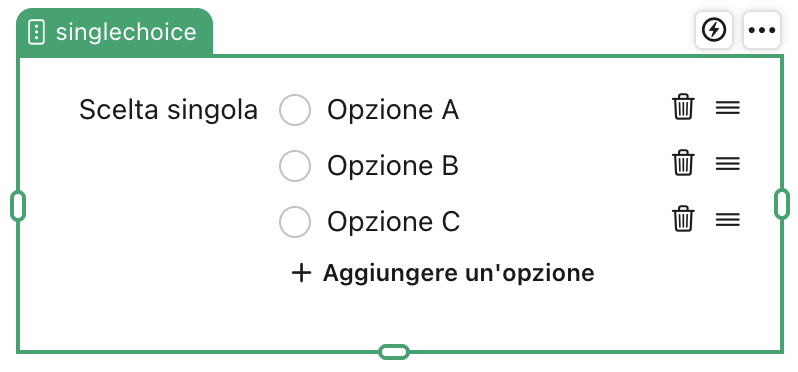 Oggetto campo Scelta singola