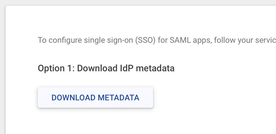 Google Workspace SAML, scarica metadati