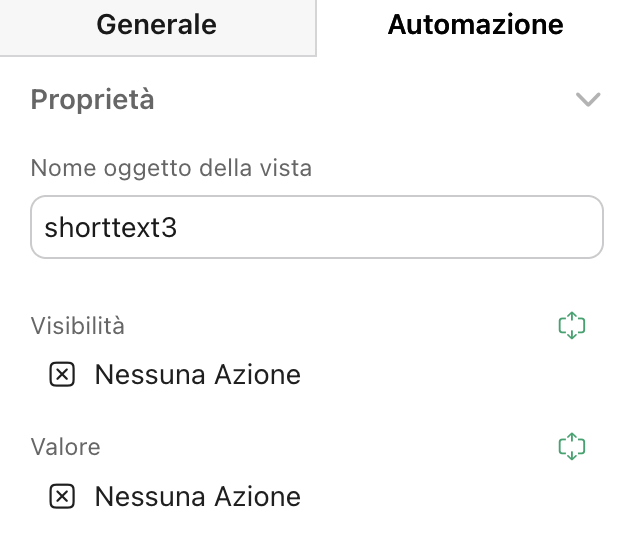 Scheda Automazione, Proprietà, Visibilità e Valore