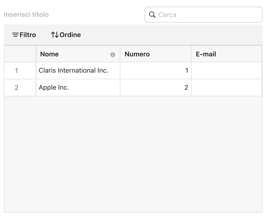 Claris Studio, Foglio elettronico