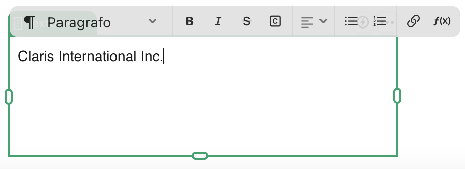 Claris Studio, Blocco di testo