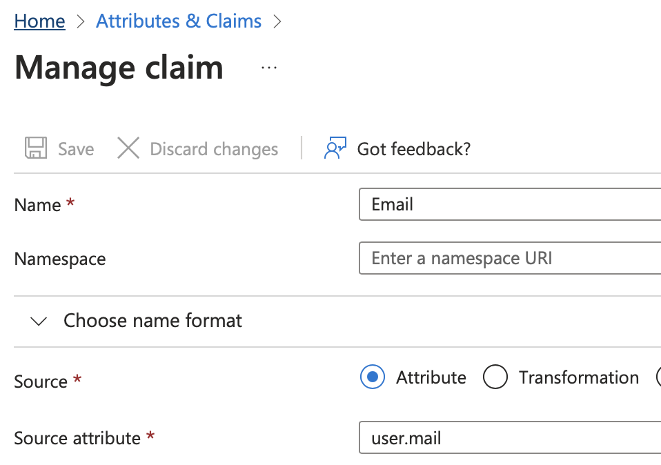 Microsoft Azure、属性とクレーム、クレームの管理